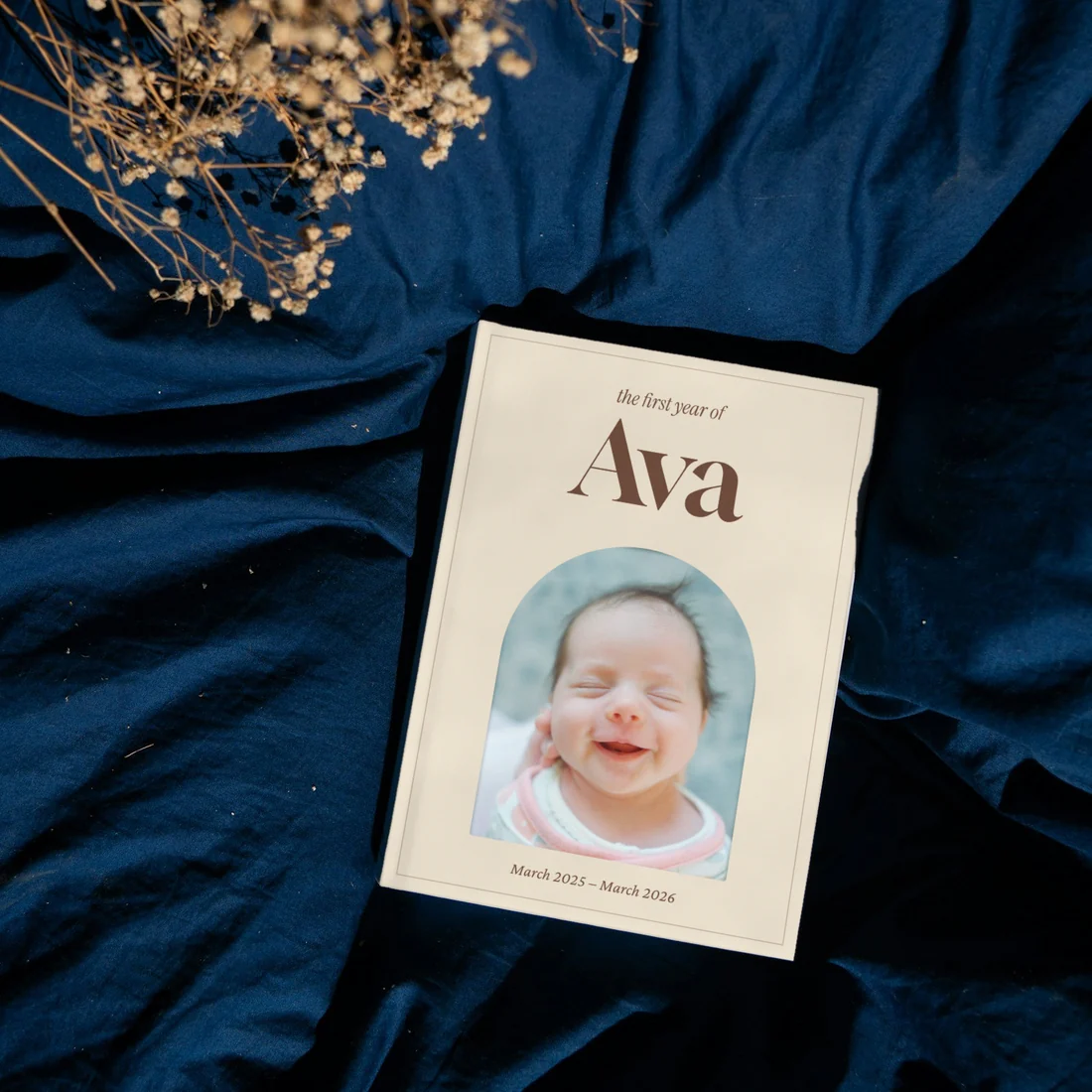 An Ava book on navy linen